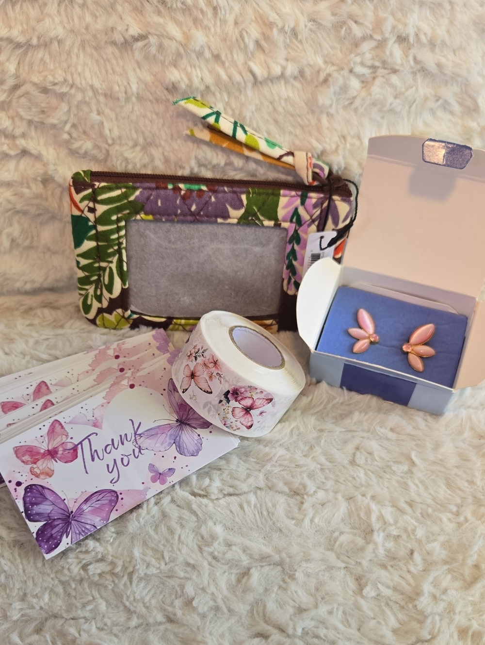 Vera Bradley Floral Wristlet Card Holder Avon Earrings TY Cards And Stickers Set